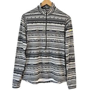 Nike Pro Womens Dri Fit Half Zip Long Sleeve Pullover Activewear Sz L Geo Print